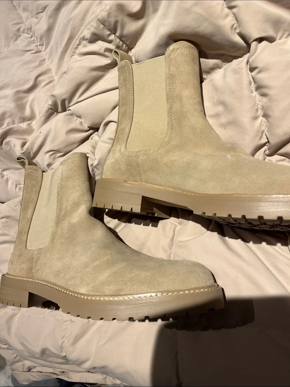 Saint Morta Men's Suede Chelsea Boots in Beige size 12, New without Box